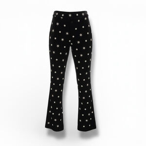 Chelsea & Violet Black Silver Star Beaded Embellished Flare Pants Size 2